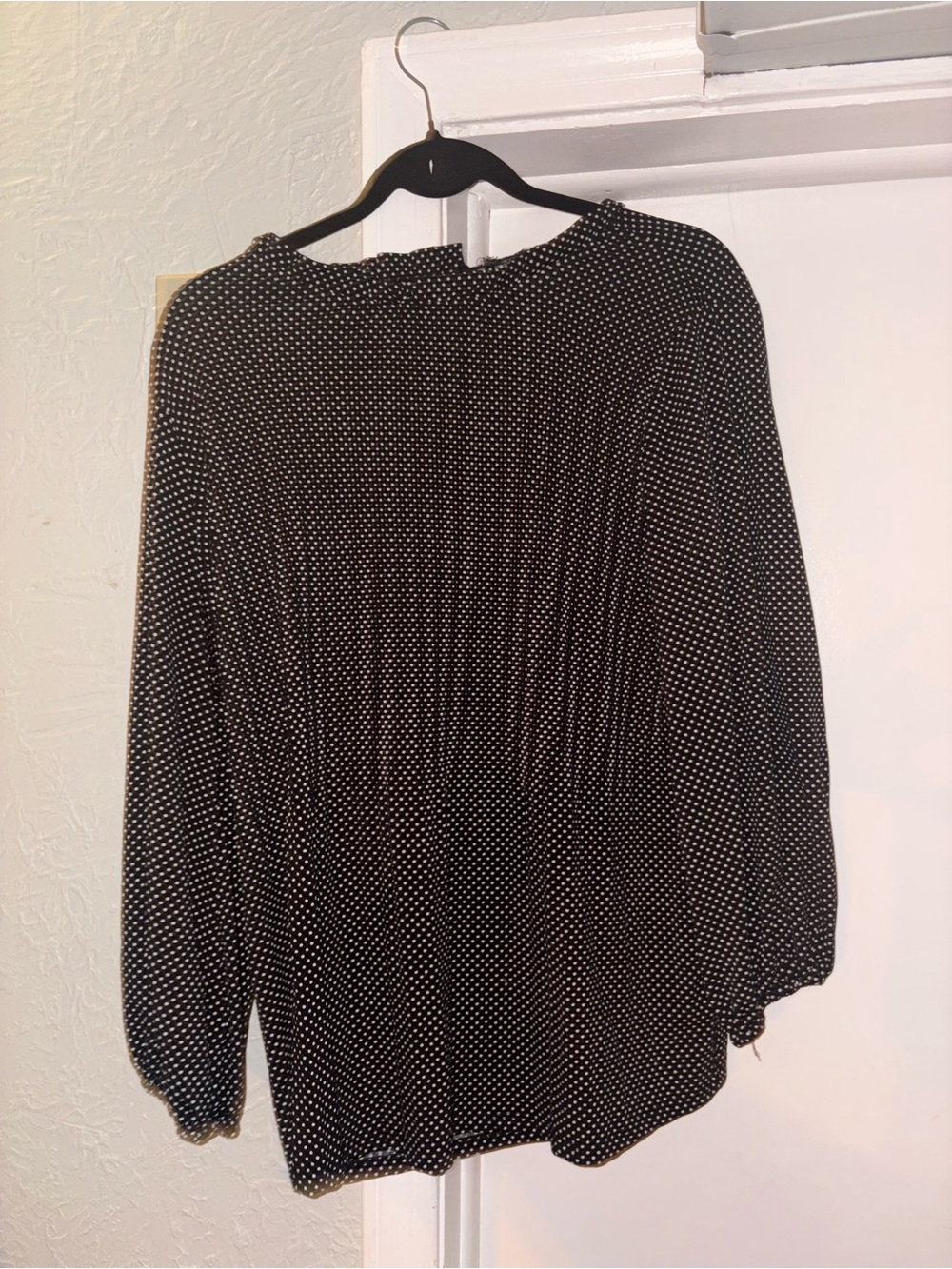 Adrianna Papell Black Long-Sleeve Polka Dot Blouse